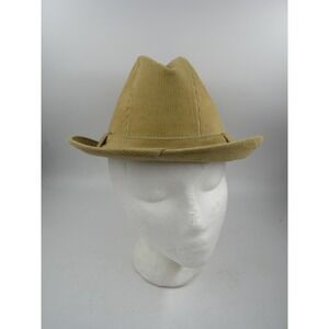Stetson Hat Cap Fitted Mens 6 7/8 Tan Corduroy Fedora Style Vintage